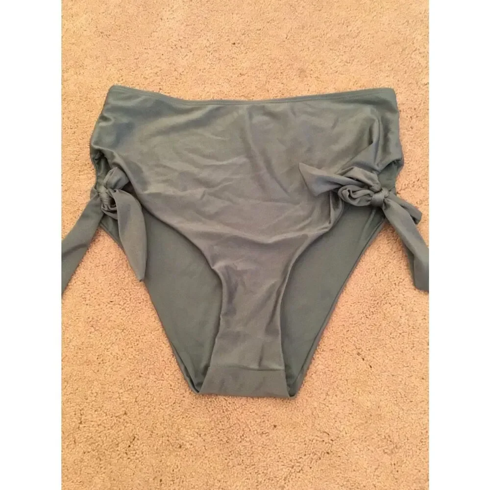 Chelsea & Violet High-Waist Side-Tie Bikini Bottom - Sage Green